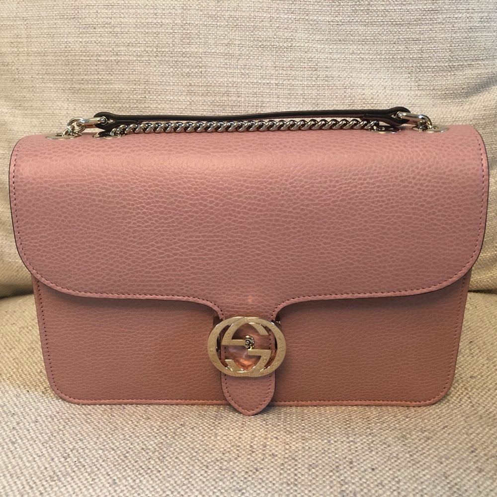 Gucci Interlocking G Dollar Calfskin Soft Pink